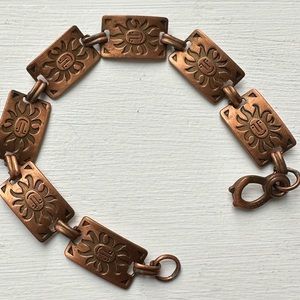 Vintage Solid Copper Sun link bracelet